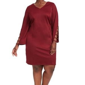 ❗5 For $2️⃣5️⃣ Bundle Sale❗️ Vent Sleeve V-Neck Dress In Merlot